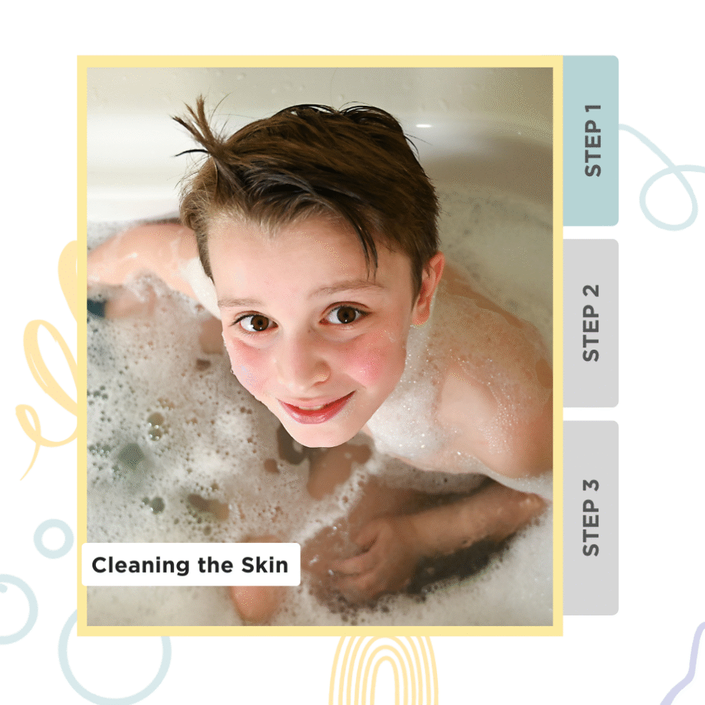 1st step of healing child skin process