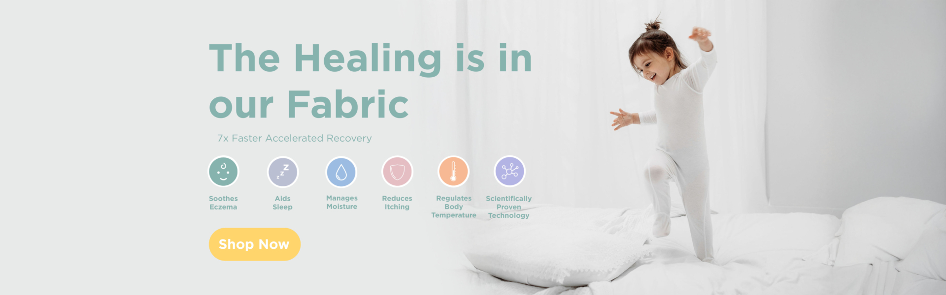 jumping cute girl wears happy skin clothing in bed room