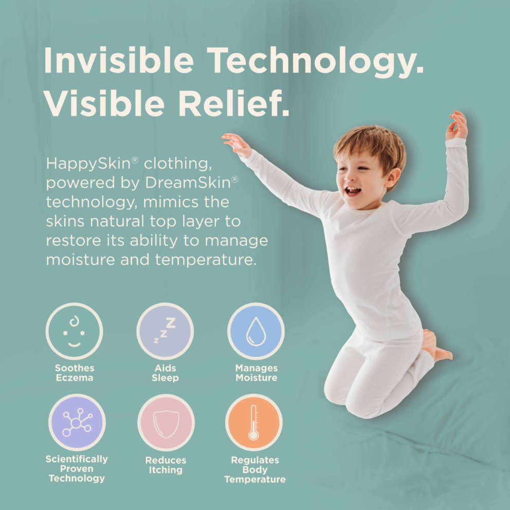 boy wear eczema pyjamas with visible benefits