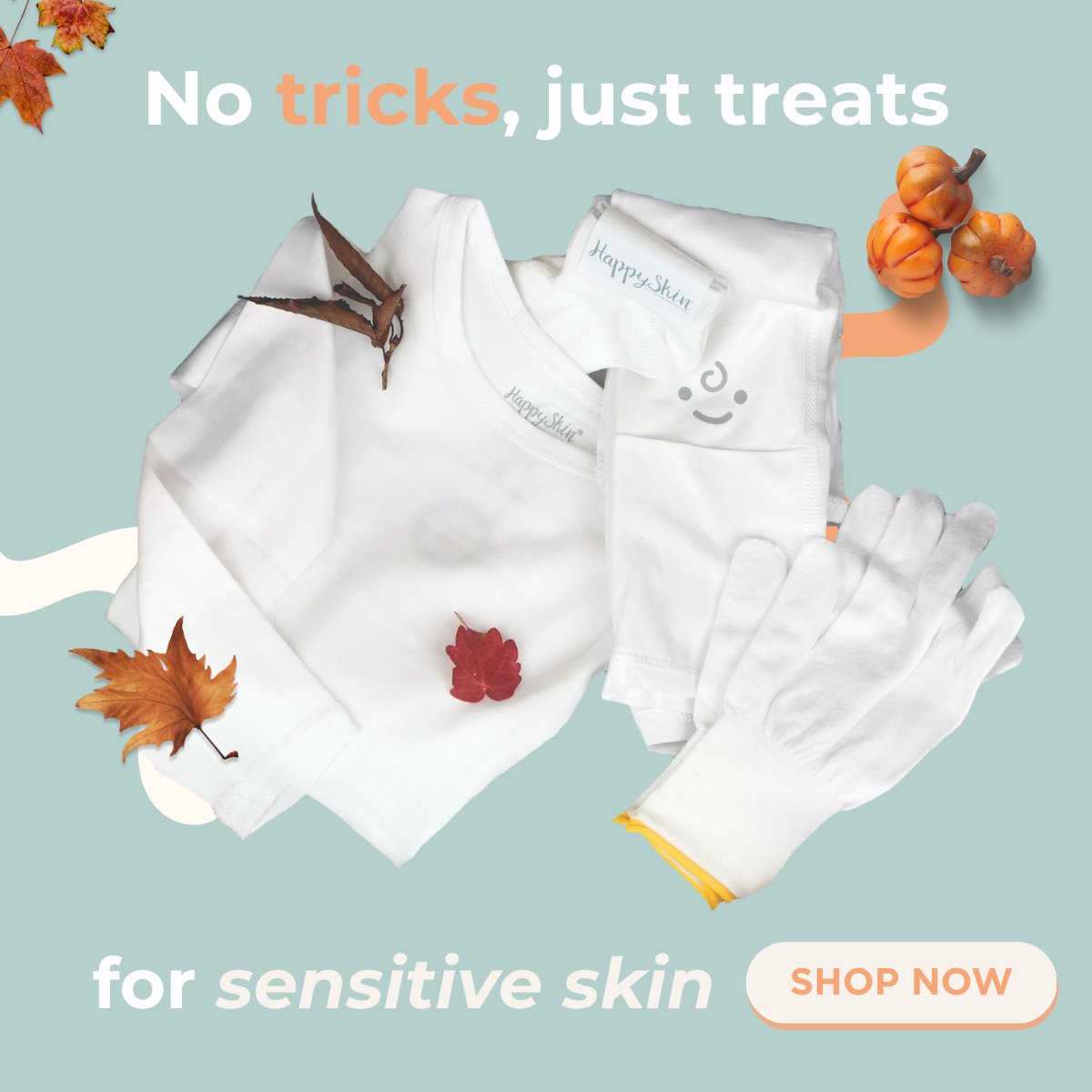 White eczema garments for babies & kids with bonded itch-relief technology and snap buttons