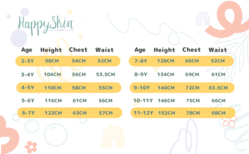 Baby sizing guide of happyskin eczema