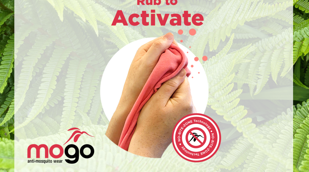 rub to activate a repellent in the fabric that help keep biting insects away from the space